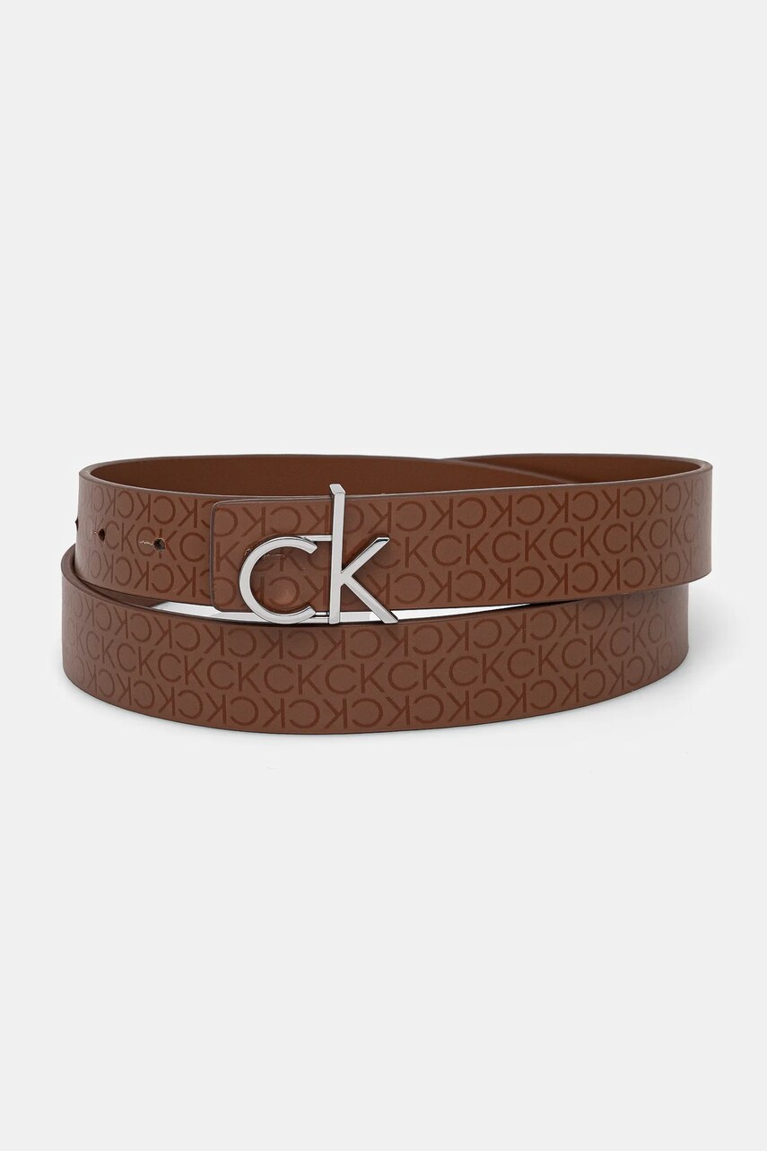 Шкіряний ремінь Calvin Klein жіночий колір коричневий K60K613074