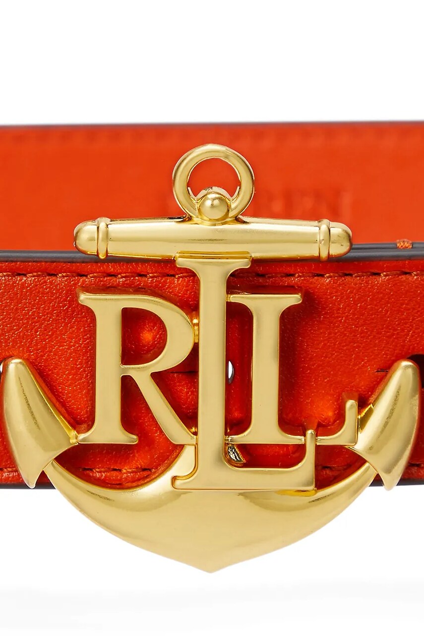 Шкіряний ремінь Lauren Ralph Lauren жіночий колір помаранчевий 412957004