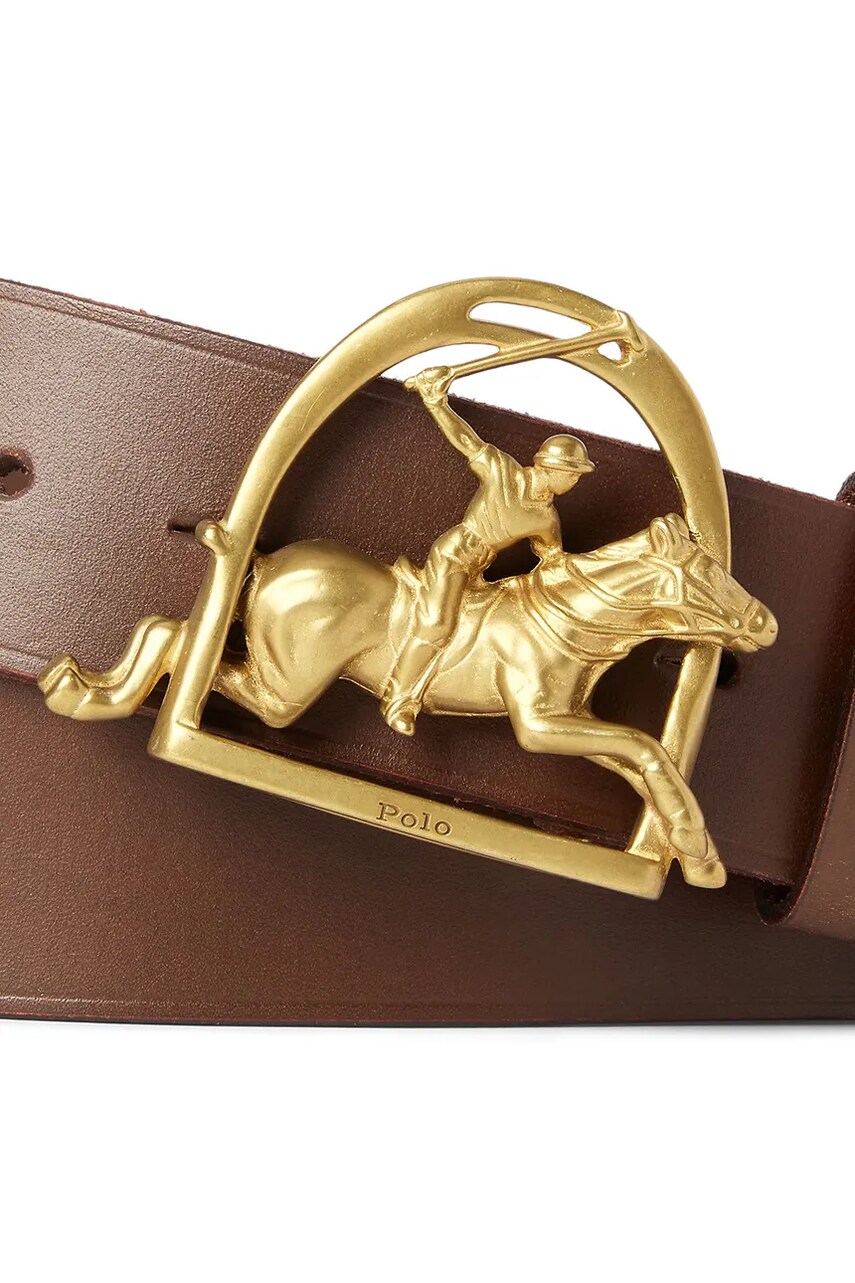 Шкіряний ремінь Polo Ralph Lauren чоловічий колір коричневий 405845428