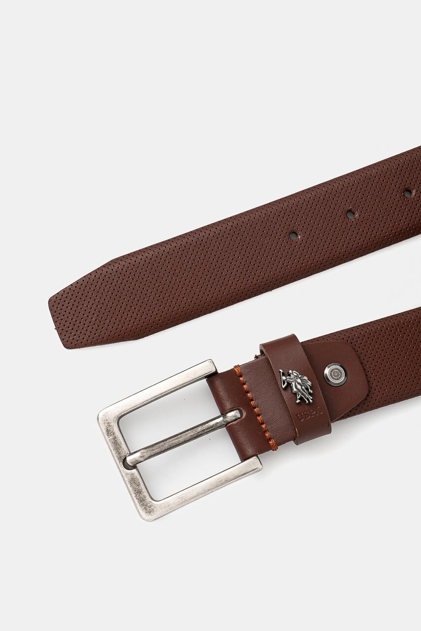 Шкіряний ремінь U.S. Polo Assn. Michigan чоловічий колір коричневий WIUQH2570MHA