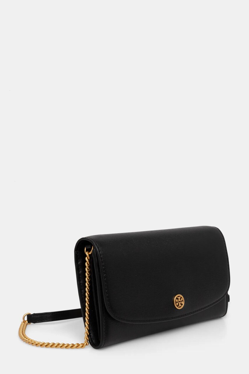 Шкіряний гаманець Tory Burch Robinson жіноча колір чорний 137152.001