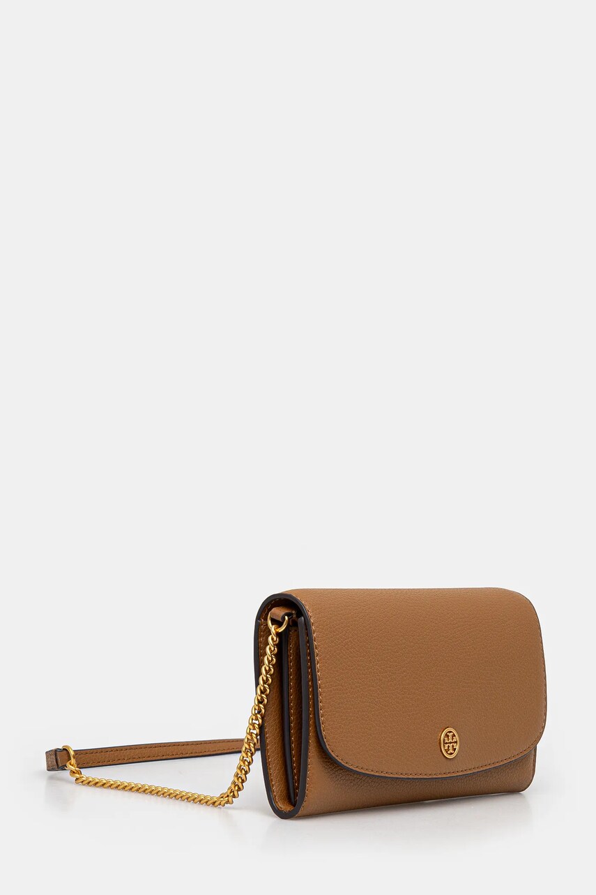 Шкіряний гаманець Tory Burch Robinson жіночий колір коричневий 146367.202