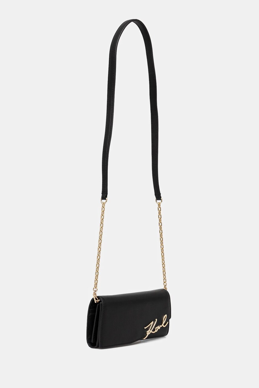 Шкіряний гаманець Karl Lagerfeld жіночий колір чорний A1W32068