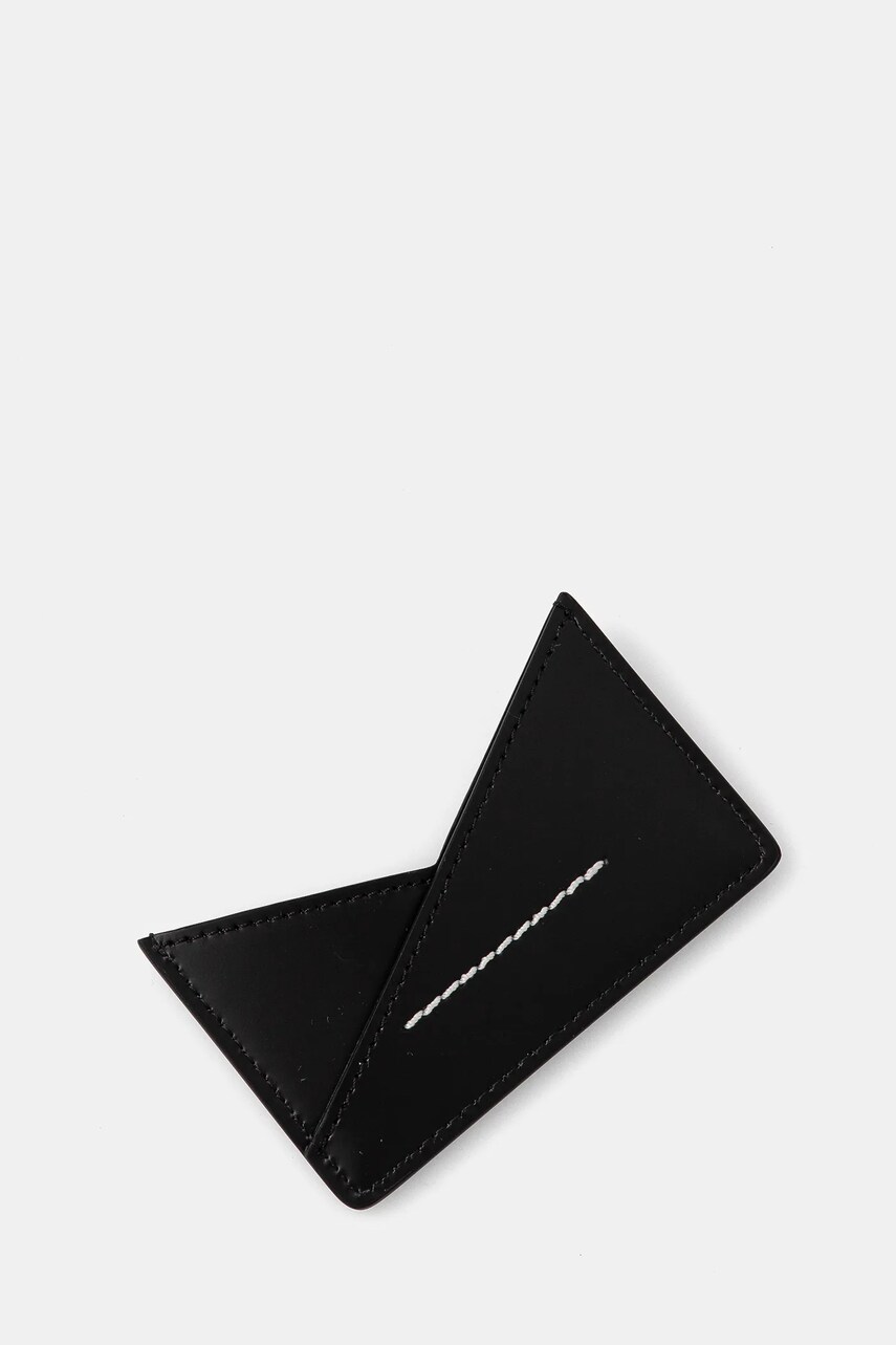 Шкіряний чохол на банківські карти MM6 Maison Margiela колір чорний SA6UI0014.P7183