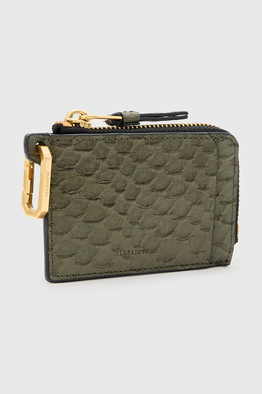 Шкіряний гаманець AllSaints REMY жіночий колір зелений W132XC
