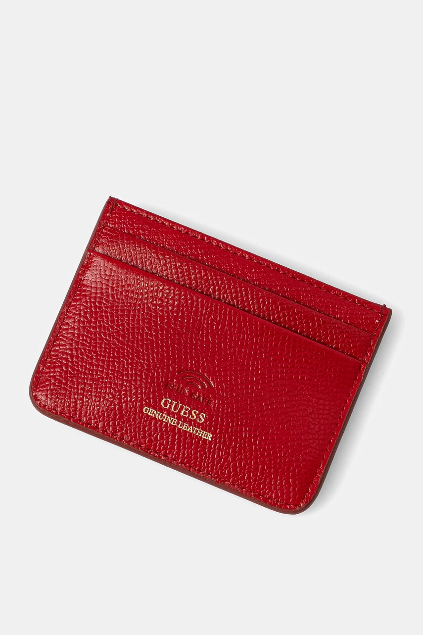 Шкіряний чохол на банківські карти Guess колір червоний RW1762 P5201