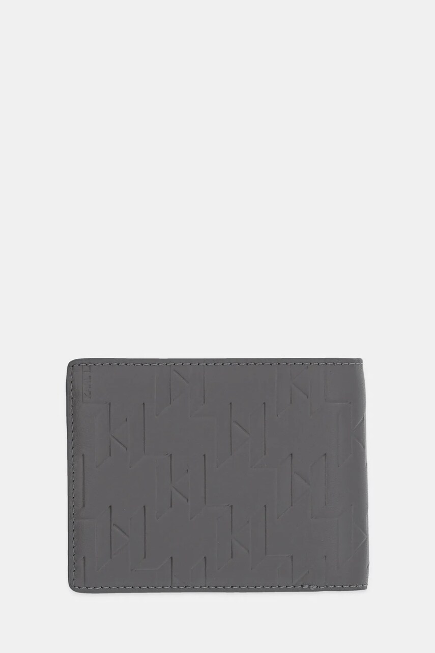 Шкіряний гаманець Karl Lagerfeld K/LOOM чоловічий колір сірий A1M32015