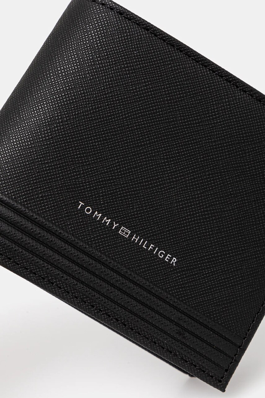 Шкіряний гаманець Tommy Hilfiger чоловічий колір чорний AM0AM13259