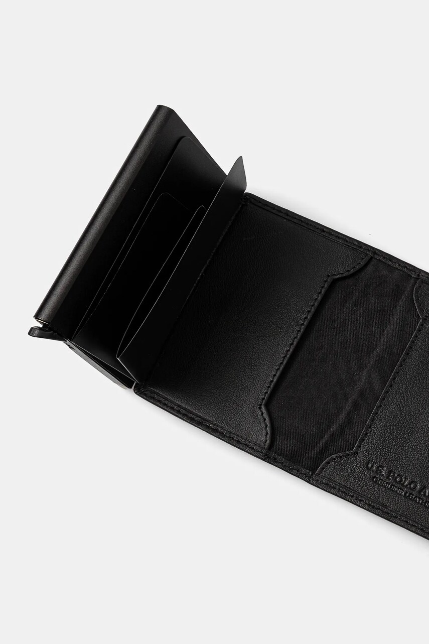 Шкіряний чохол на банківські карти U.S. Polo Assn. Utah колір чорний WEUUA2617MHA