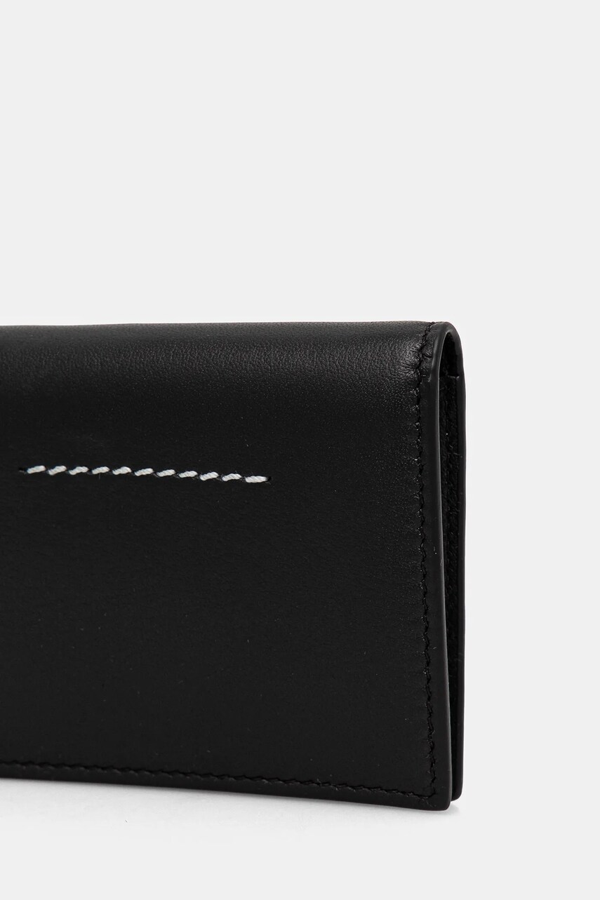 Шкіряний гаманець MM6 Maison Margiela колір чорний SA5UI0015.P7258