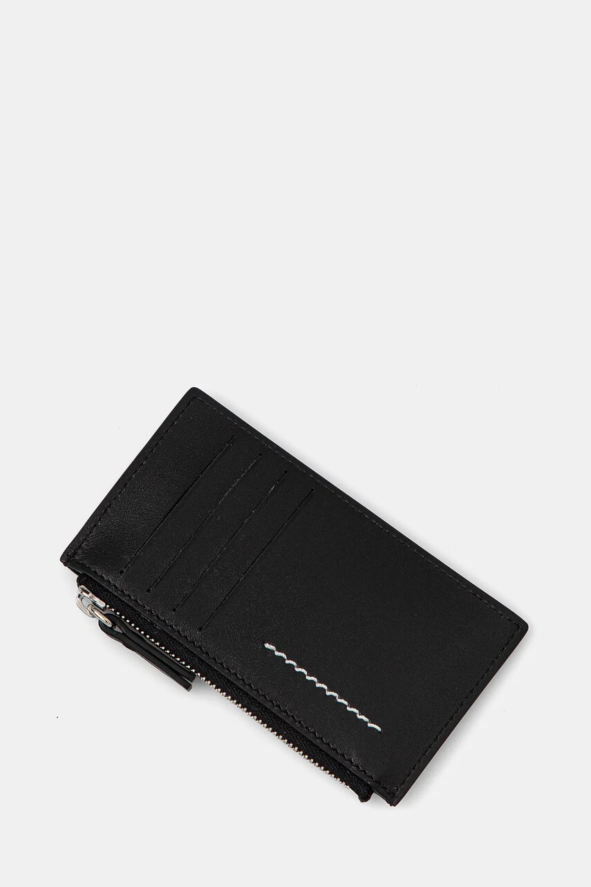 Шкіряний гаманець MM6 Maison Margiela колір чорний SA5UI0016.P7258