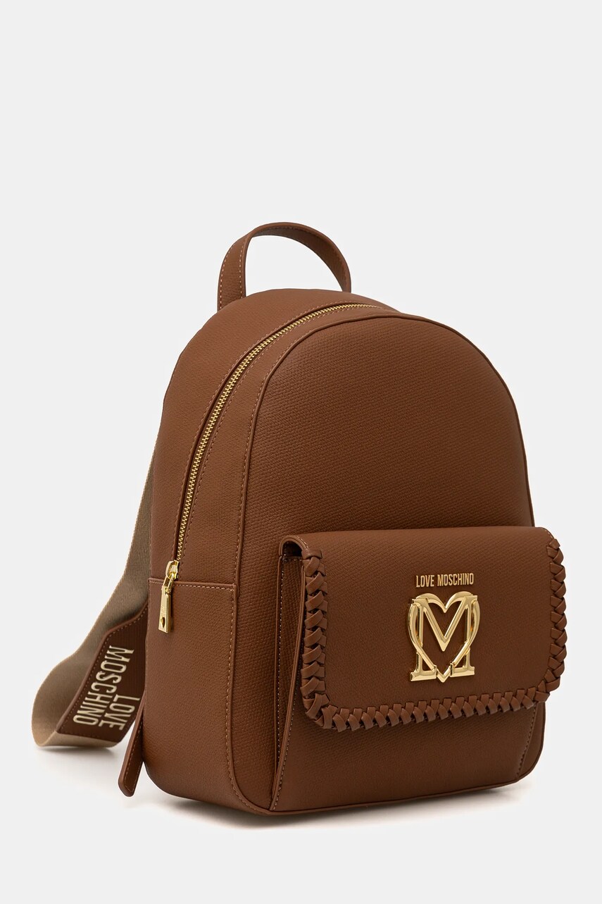 Рюкзак Love Moschino жіночий колір коричневий малий з аплікацією JC4129PP1