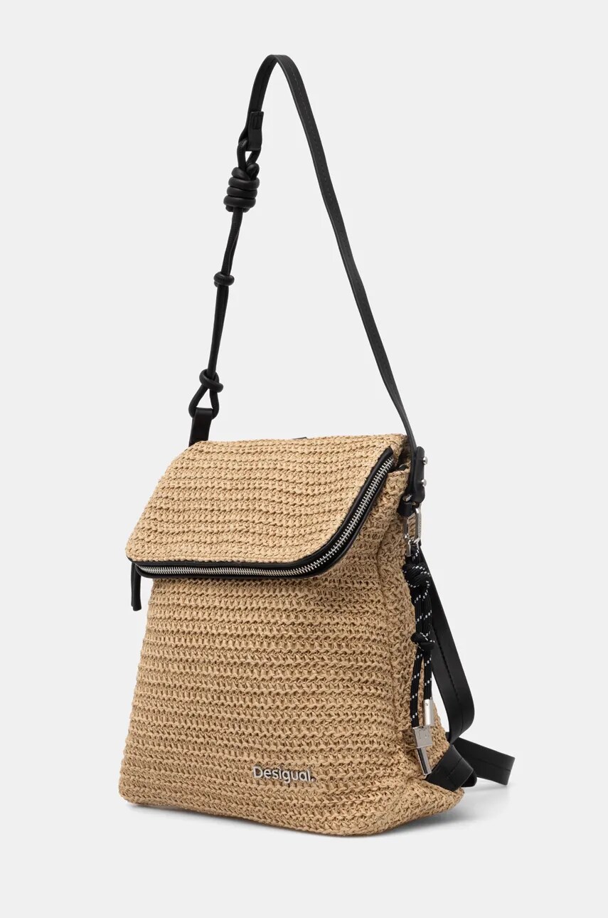 Рюкзак Desigual HALF LOGO RAFFIA H жіночий колір зелений малий однотонний 25SAKO04