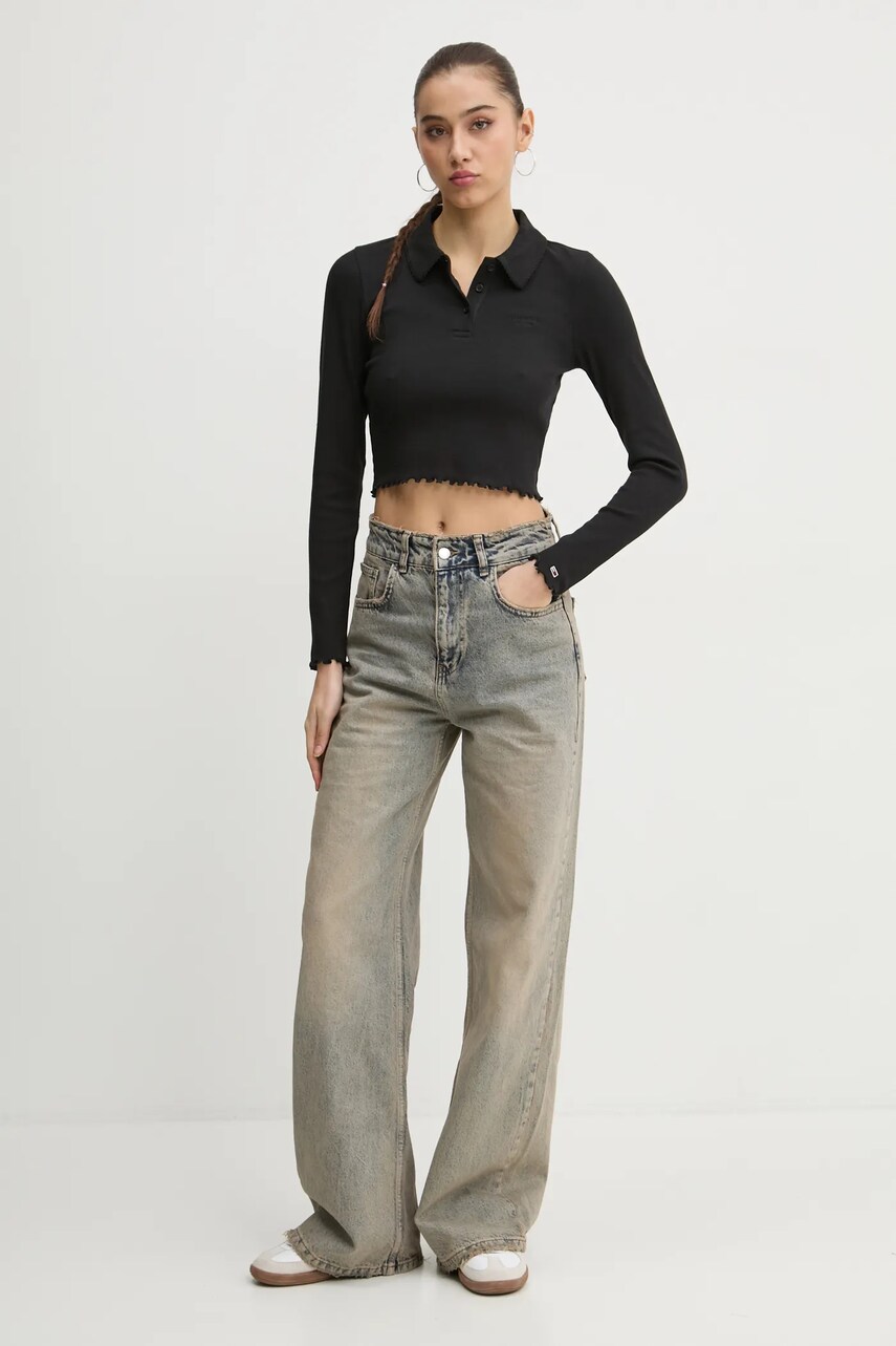 Лонгслів Tommy Jeans жіночий колір чорний DW0DW19369