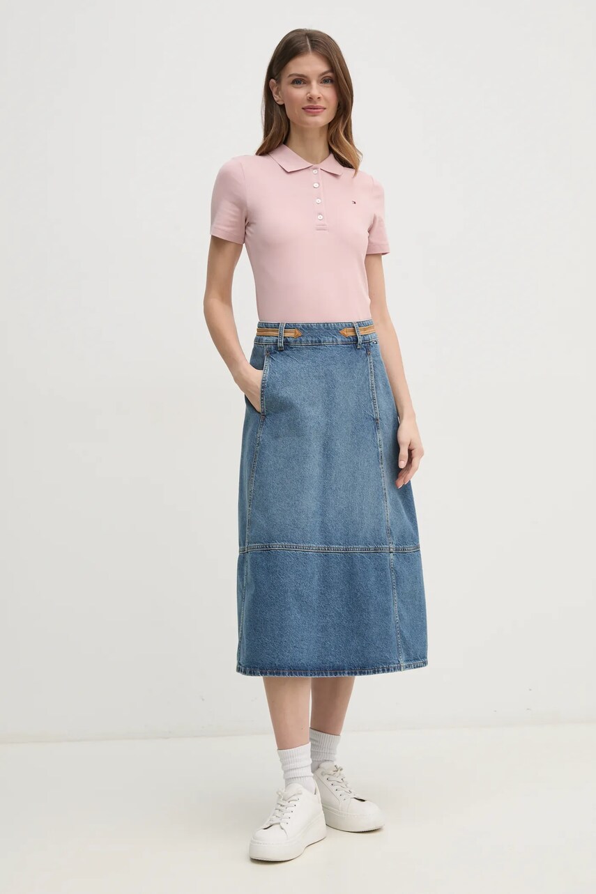 Поло Tommy Hilfiger жіноче колір рожевий WW0WW43225