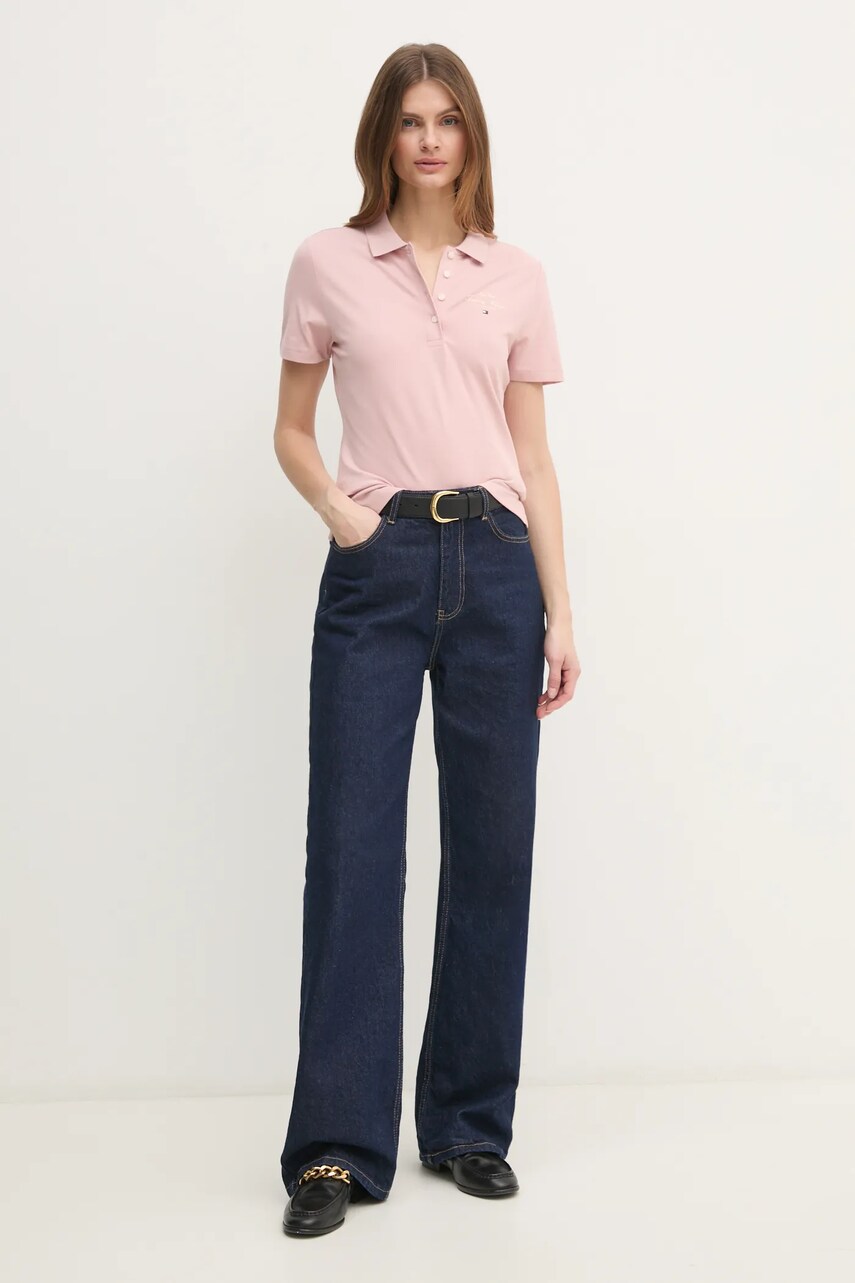 Поло Tommy Hilfiger жіночий колір рожевий WW0WW43930