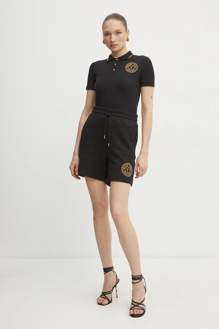 Бавовняне поло Versace Jeans Couture жіноче колір чорний 78HAGT00 CJ01T