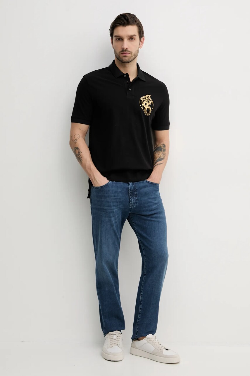 Бавовняне поло Armani Exchange чоловіче колір чорний з принтом XM000215 AF10366