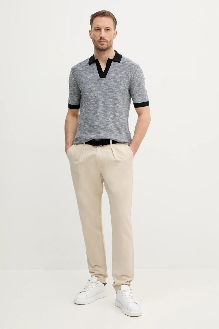 Бавовняне поло Armani Exchange чоловіче колір синій візерунок XM000182 AF11966