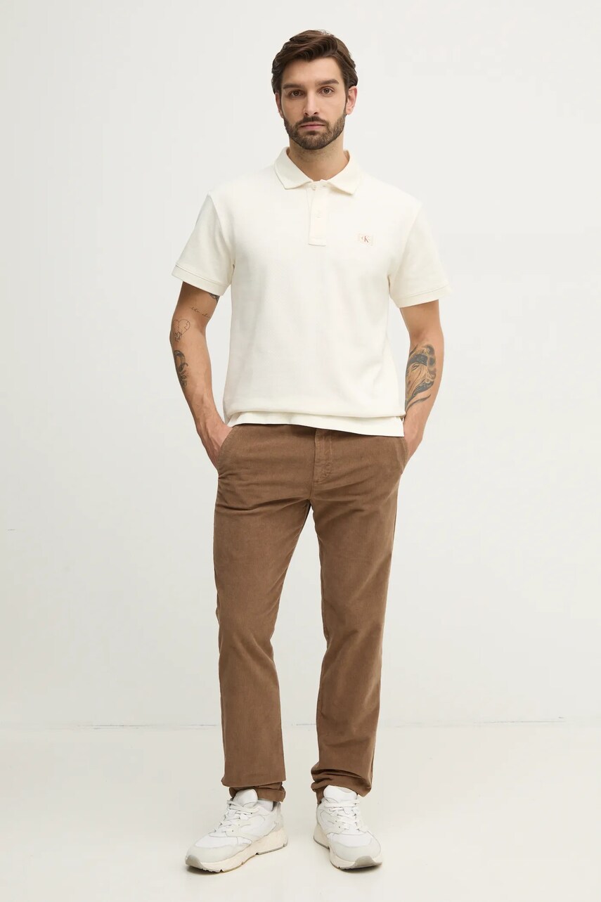 Купити Поло Calvin Klein Jeans чоловічий колір бежевий однотонне J30J327040 – головне зображення