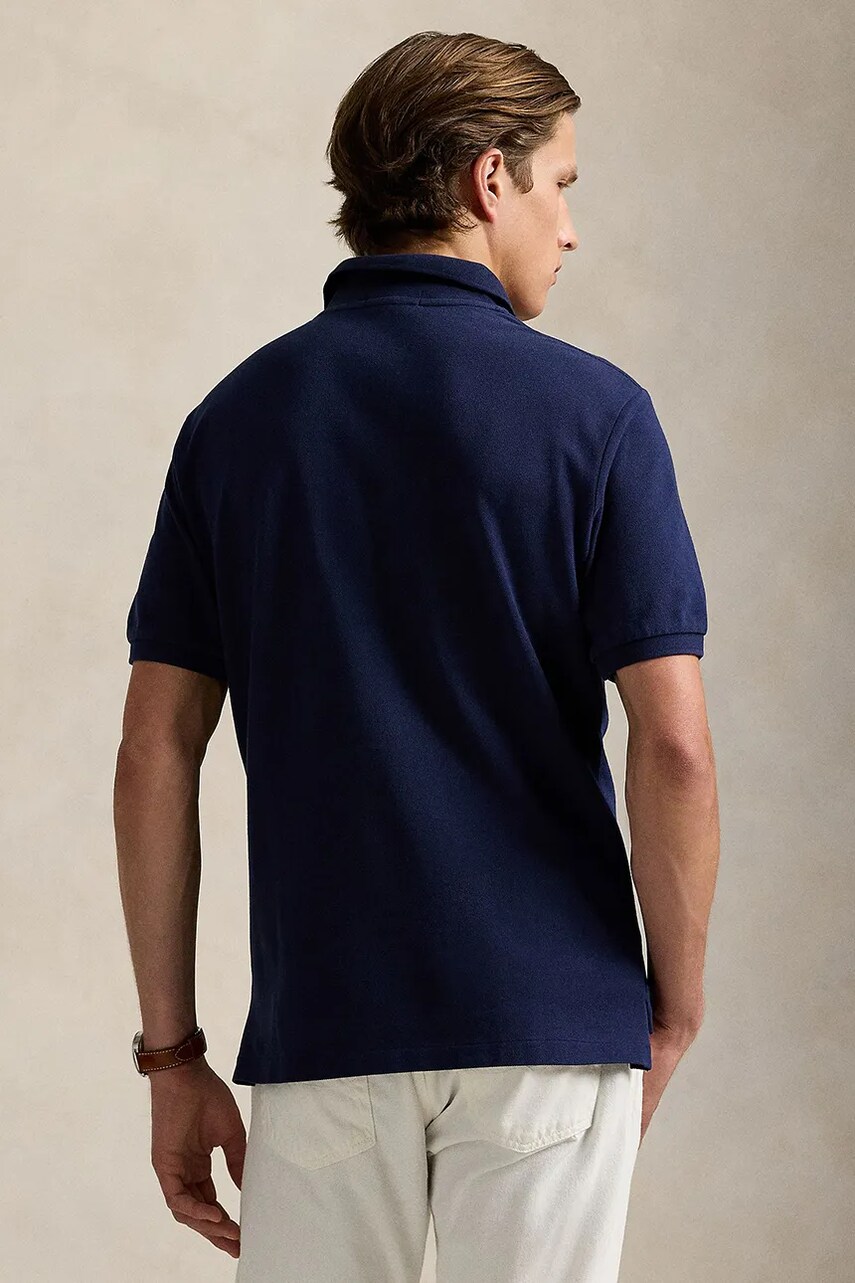 Бавовняне поло Polo Ralph Lauren колір синій однотонне 710958776