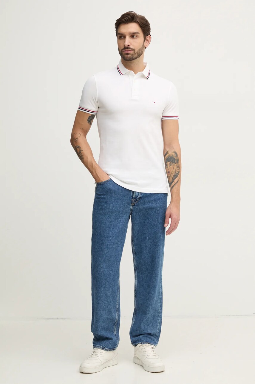 Поло Tommy Hilfiger чоловіче колір бежевий однотонне MW0MW37346