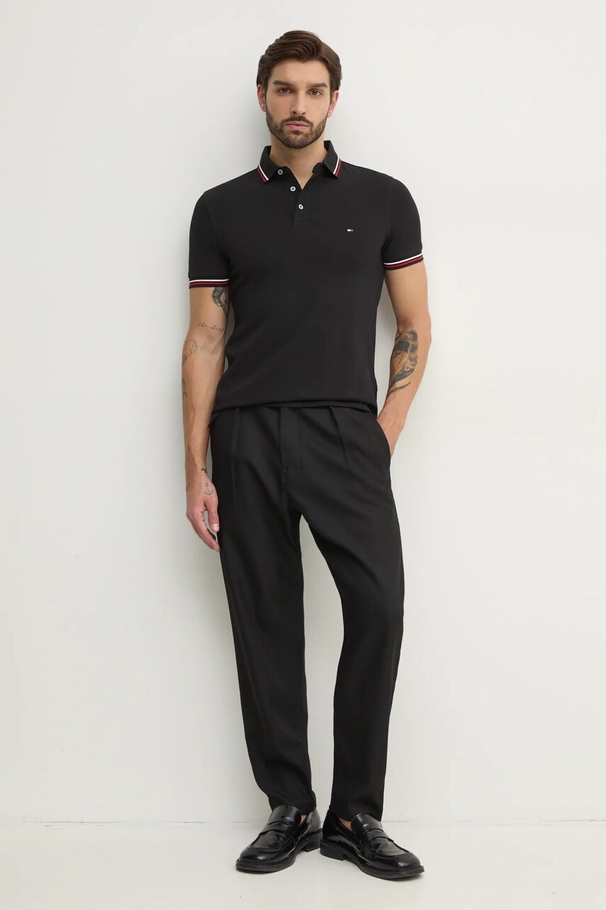 Поло Tommy Hilfiger чоловіче колір чорний однотонне MW0MW37346