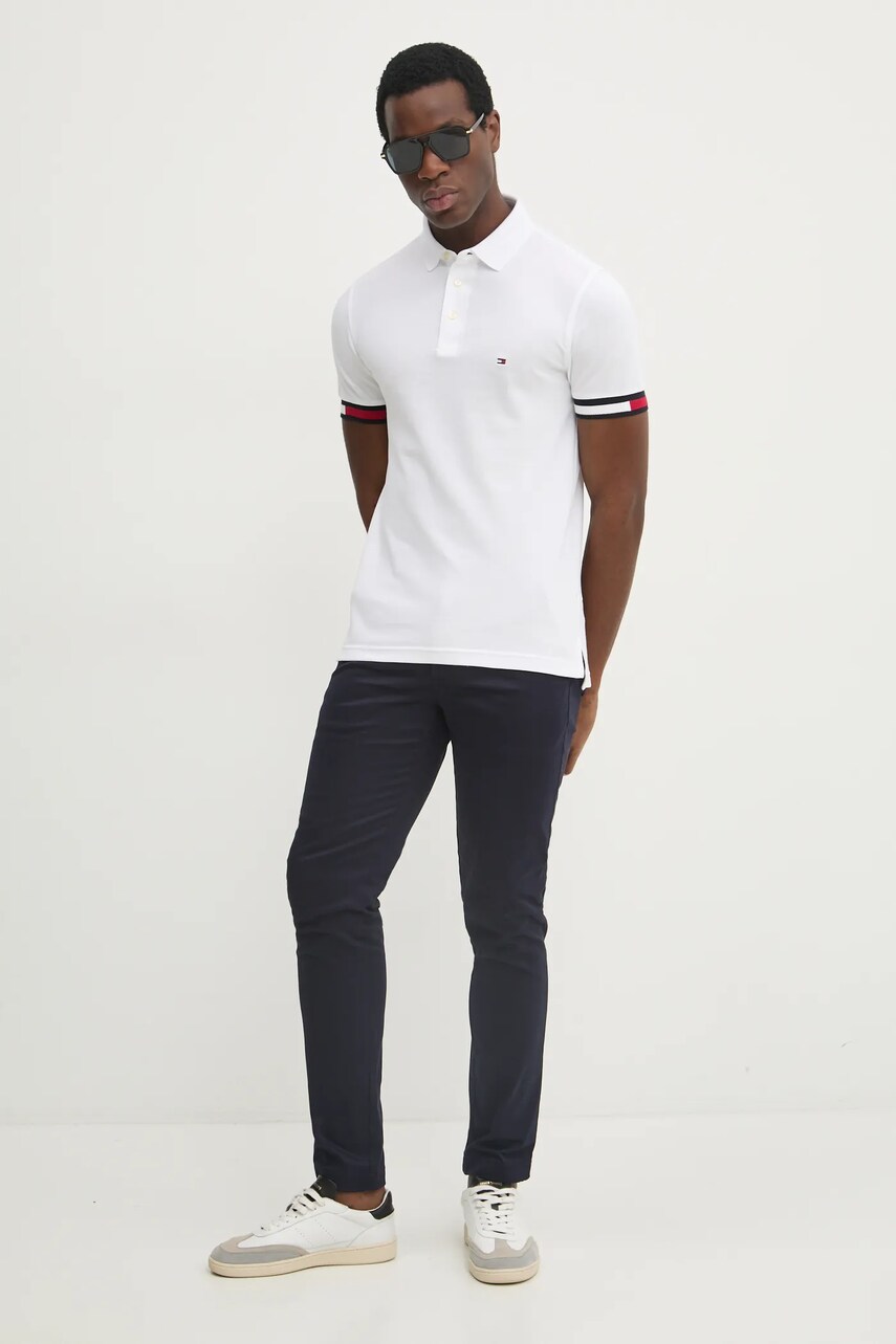 Поло Tommy Hilfiger чоловіче колір білий з аплікацією MW0MW37518