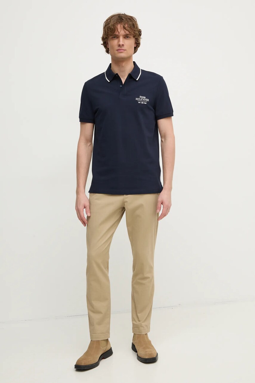 Поло Tommy Hilfiger чоловічий колір синій з аплікацією MW0MW37519