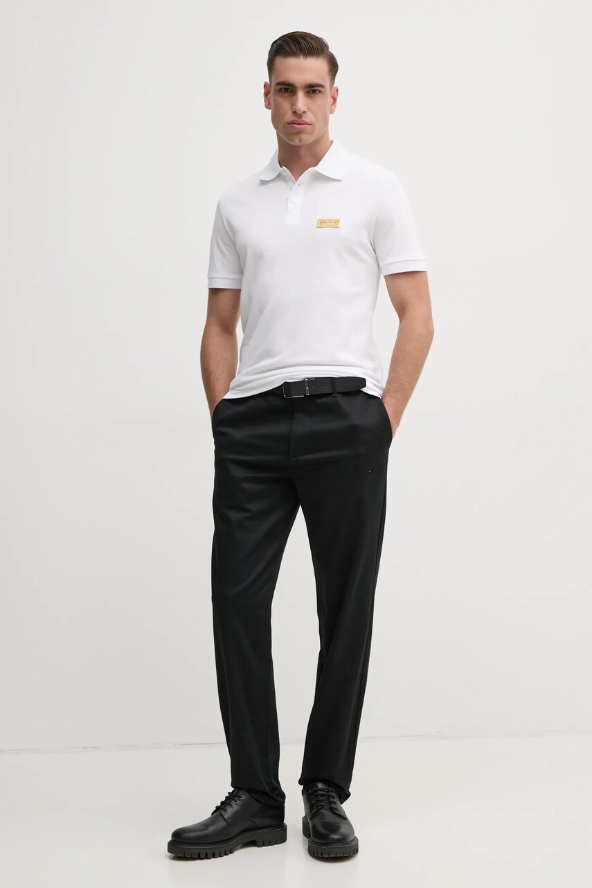 Бавовняне поло Versace Jeans Couture чоловіче колір білий з аплікацією 78GAGT08 CJ01T