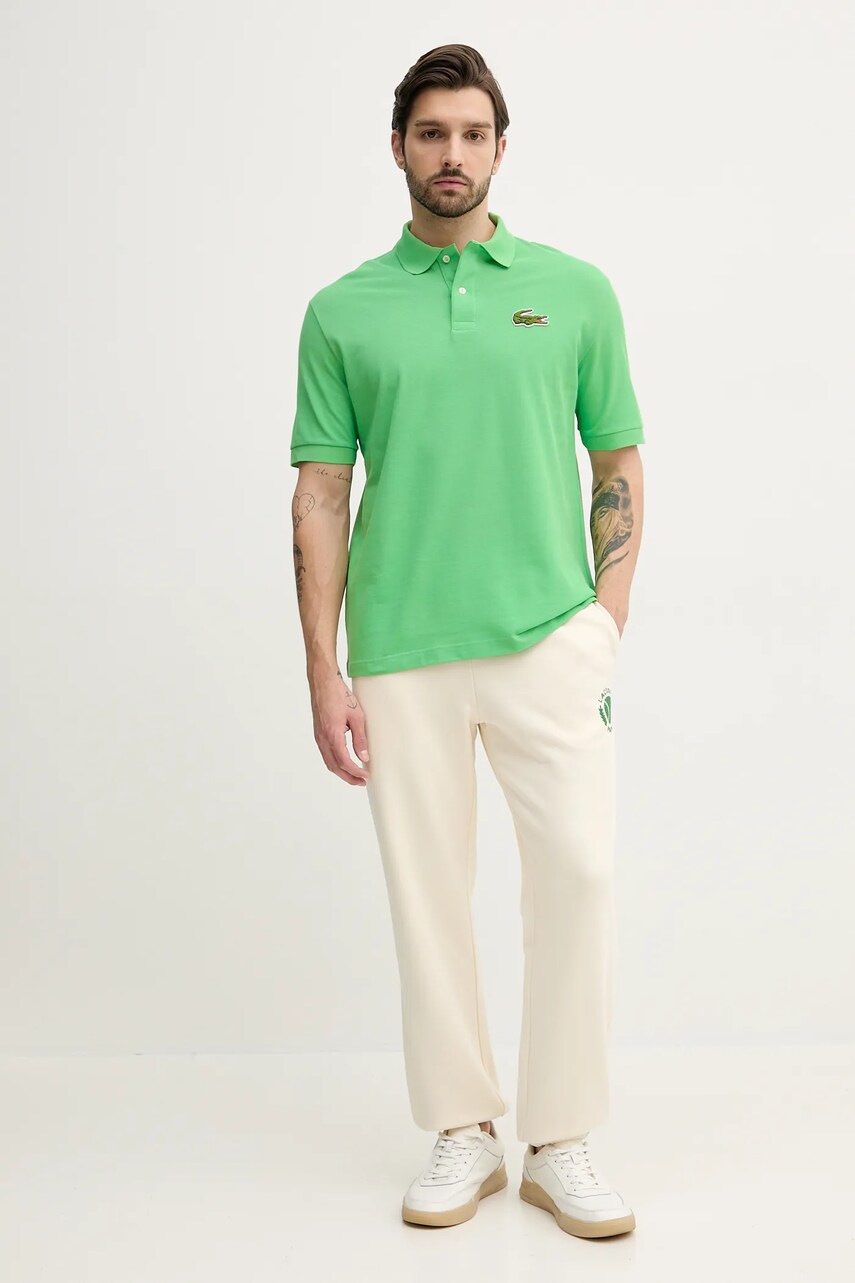 Бавовняне поло Lacoste колір зелений з аплікацією PH2751