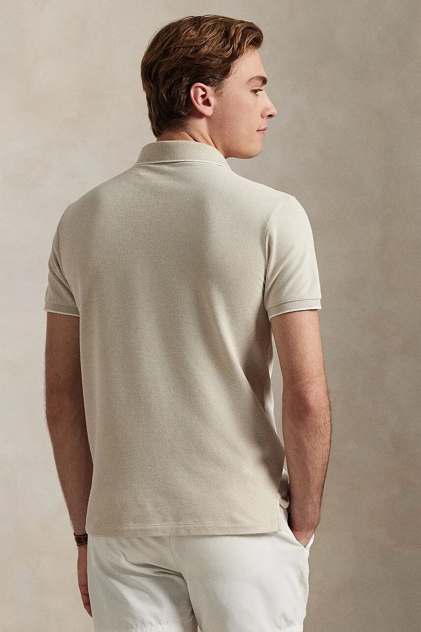 Бавовняне поло Polo Ralph Lauren колір бежевий однотонне 710963494