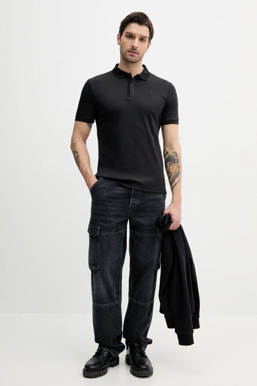 Бавовняне поло Calvin Klein колір чорний однотонне K10K114135