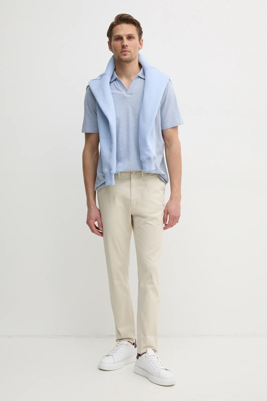 Поло з домішкою льону Calvin Klein однотонне K10K114136