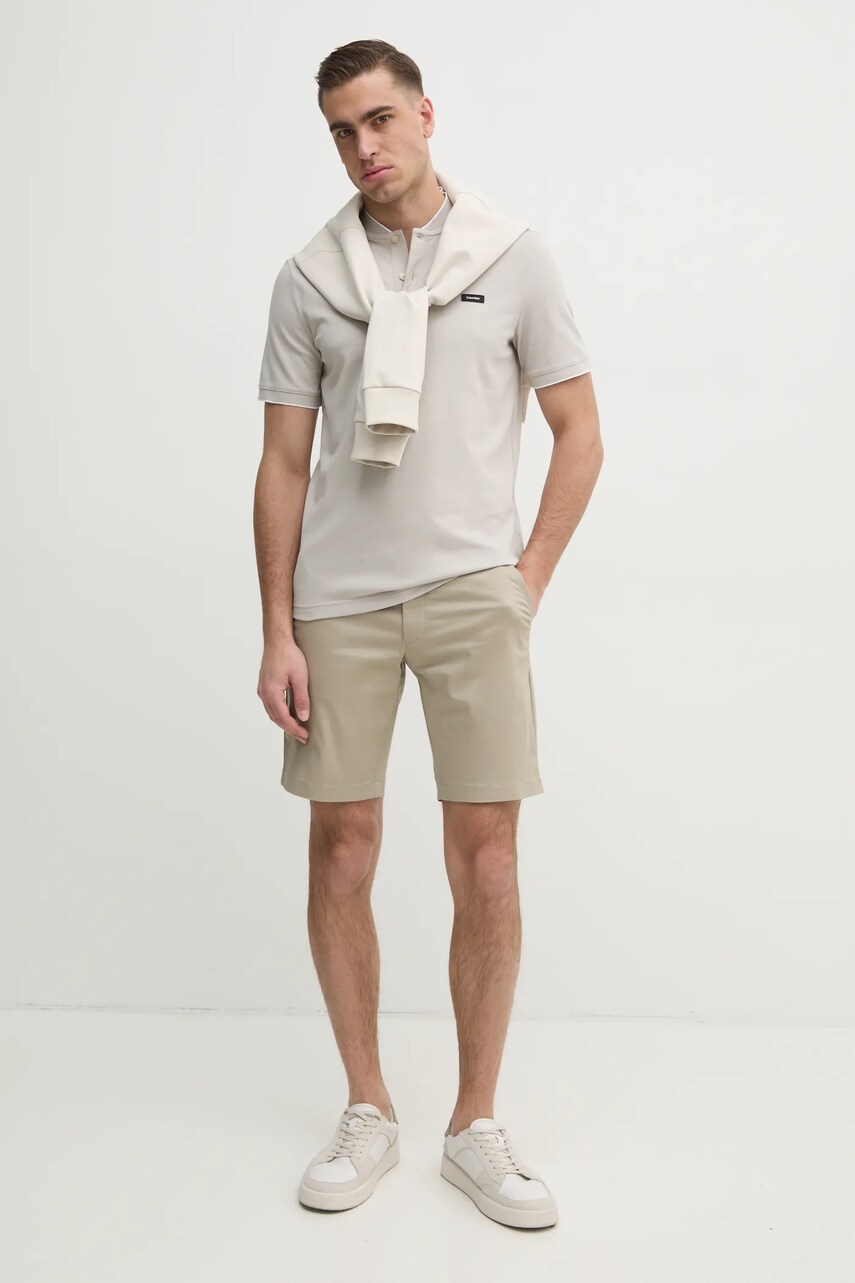Поло Calvin Klein чоловіче колір бежевий однотонне K10K114139