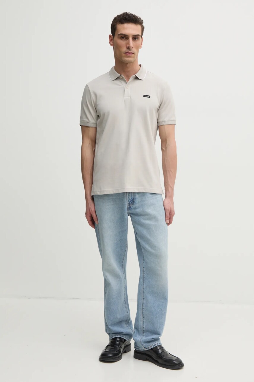 Поло Calvin Klein чоловіче колір бежевий однотонне K10K114141