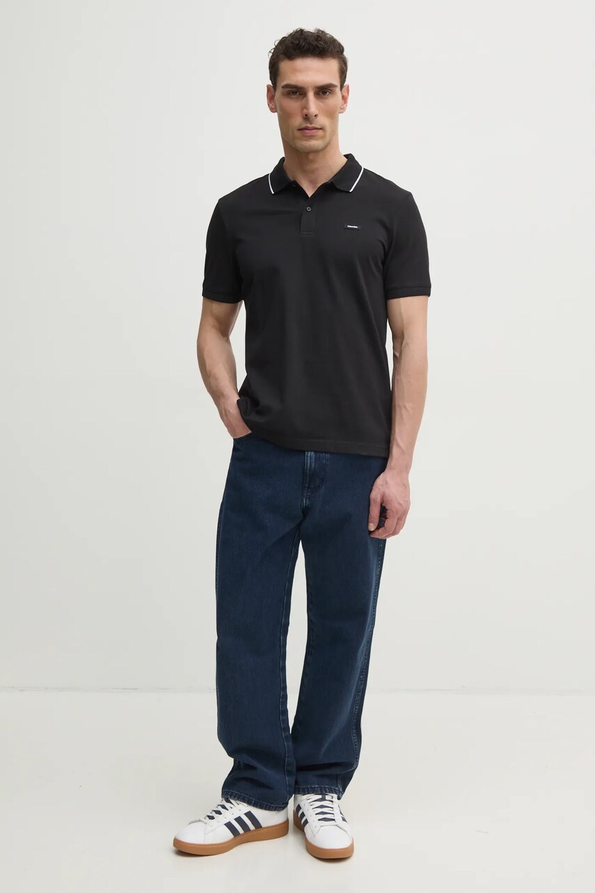 Поло Calvin Klein чоловіче колір чорний однотонне K10K114141