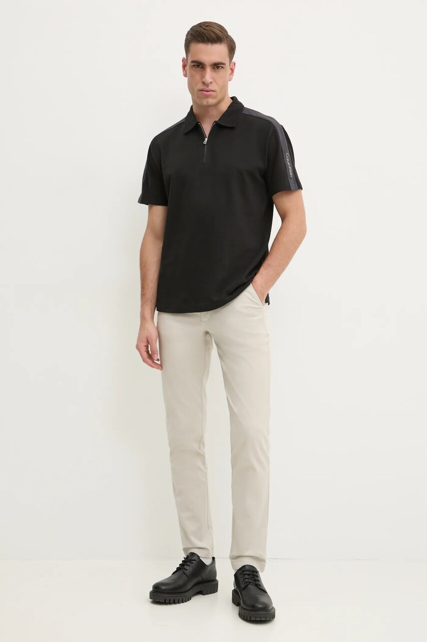 Бавовняне поло Calvin Klein Jeans колір чорний однотонне J30J327240