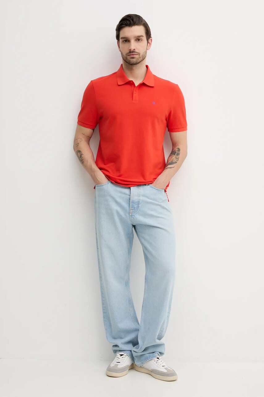 Бавовняне поло Calvin Klein Jeans чоловіче колір помаранчевий однотонне LV040EM269