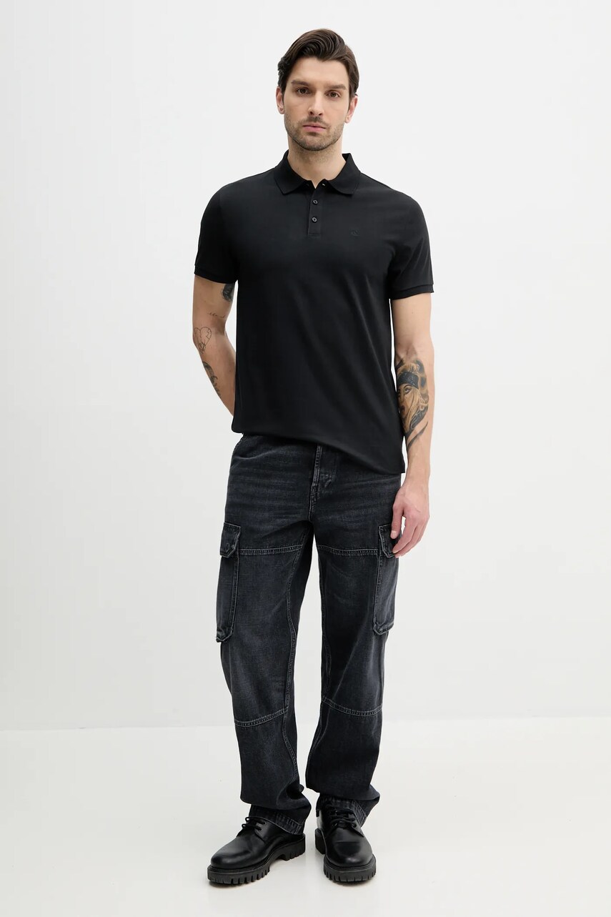 Поло Calvin Klein Jeans чоловіче колір чорний однотонне LV040HM281