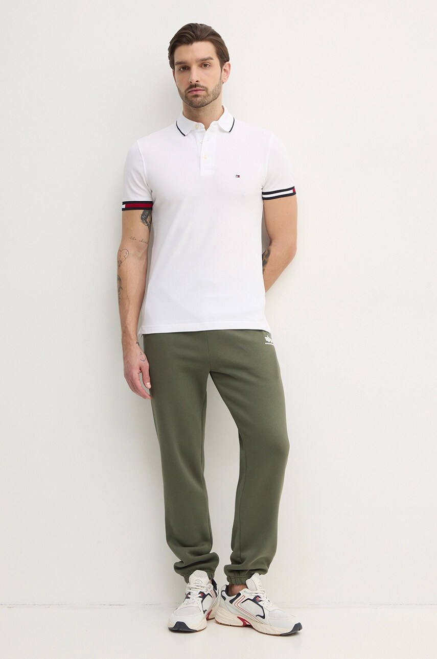 Поло Tommy Hilfiger чоловіче колір білий з аплікацією MW0MW38458
