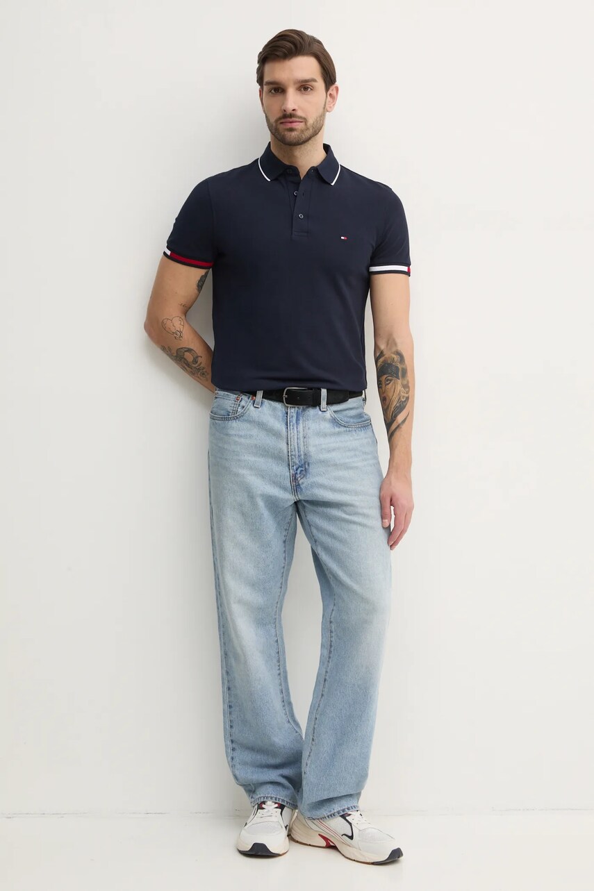 Поло Tommy Hilfiger чоловіче колір синій з аплікацією MW0MW38458