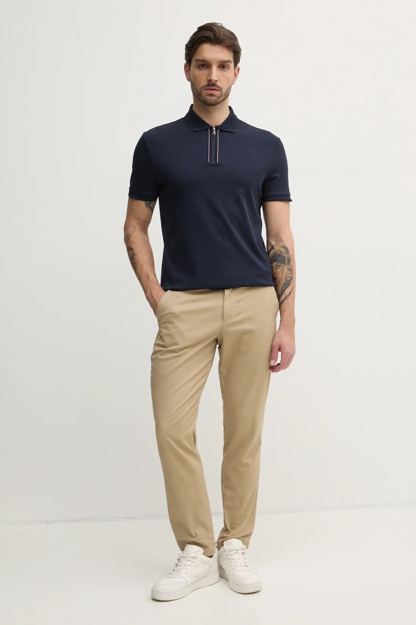 Бавовняне поло Tommy Hilfiger колір синій однотонне MW0MW38487