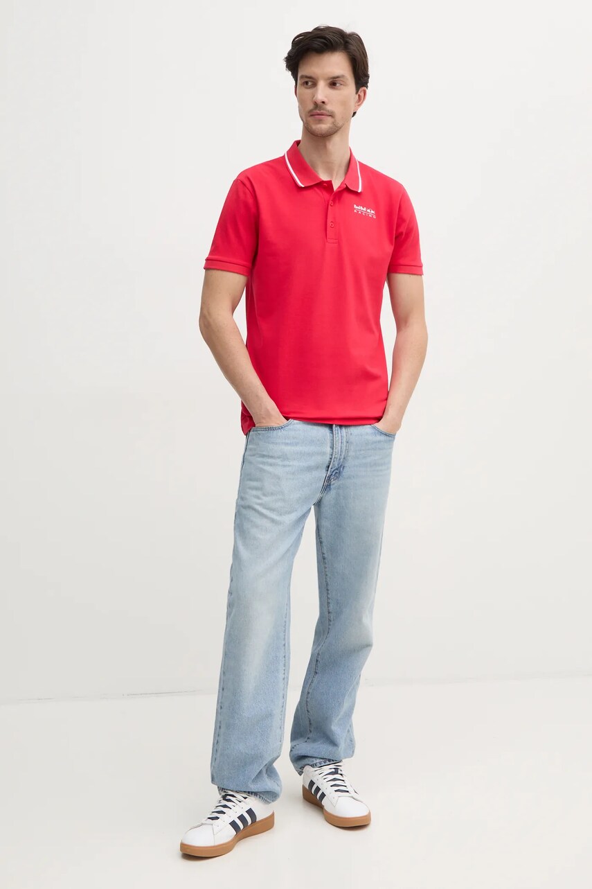 Поло Red Bull Racing x Pepe Jeans TIPPED LOGO POLO чоловіче колір червоний з принтом RM540013