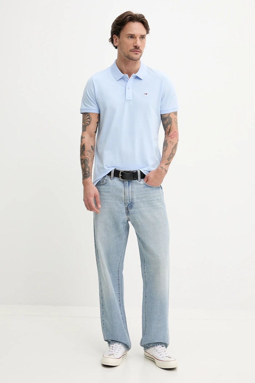 Бавовняне поло Tommy Jeans чоловіче однотонне DM0DM20676