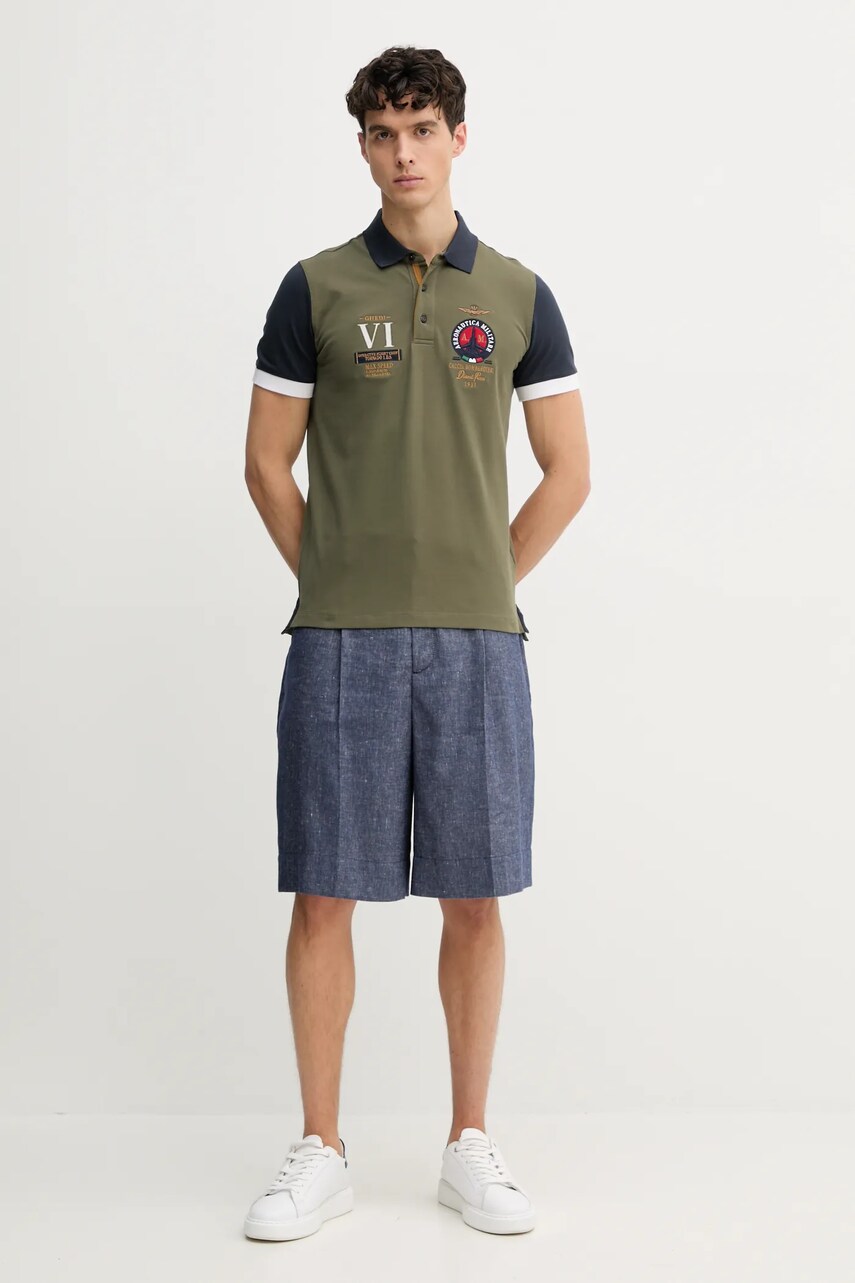Поло Aeronautica Militare чоловіче колір зелений з аплікацією PO1856P191