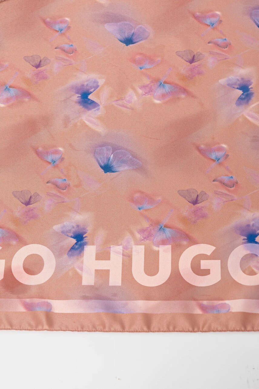 Хустка HUGO жіноча колір помаранчевий візерунок 50535470