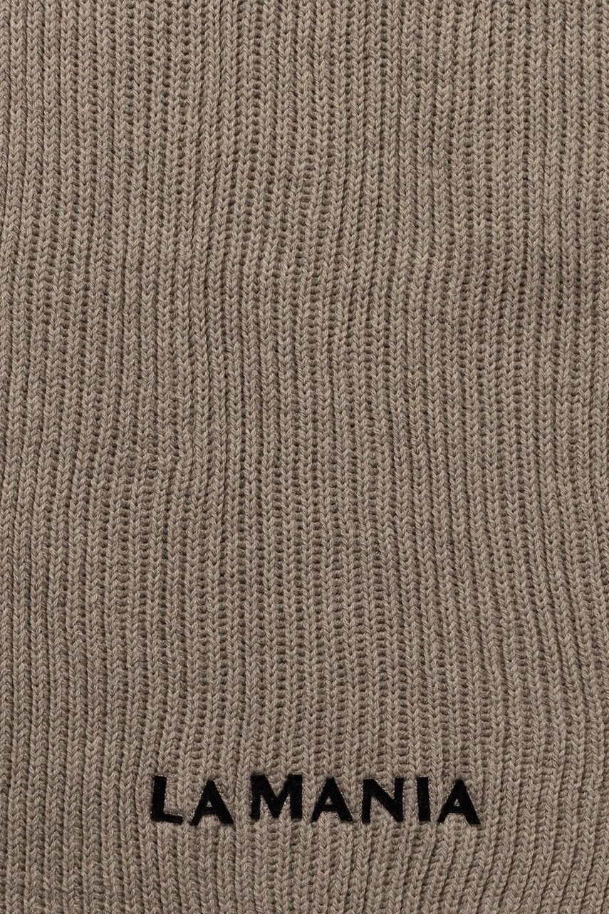 Вовняний шарф La Mania MERINOWOOL колір бежевий з аплікацією MERINOWOOL.SCARF