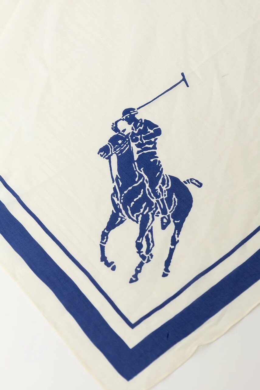 Бавовняний шарф Polo Ralph Lauren жіноча колір бежевий візерунок 455938482