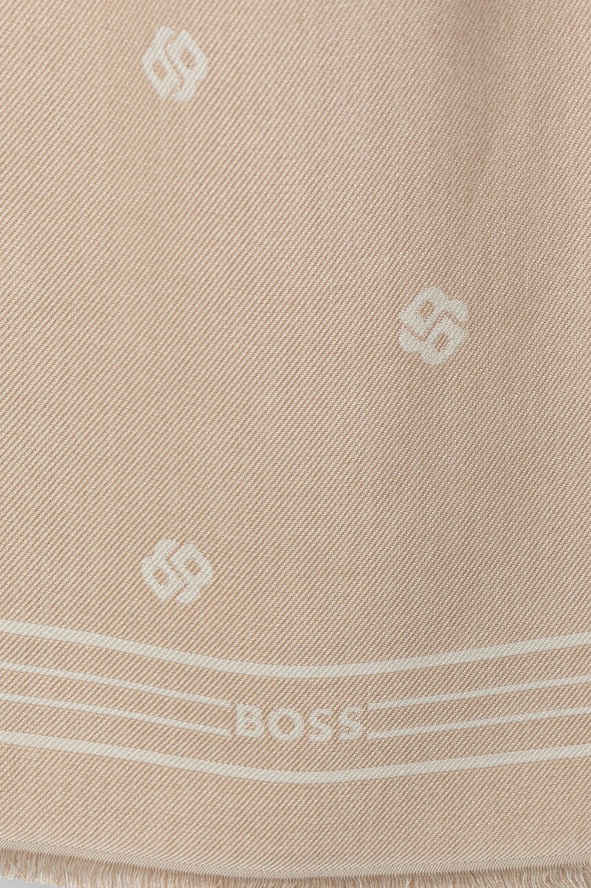 Шарф BOSS жіночий колір бежевий візерунок 50535789